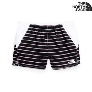 The North Face Girl Shorts Black White Striped Multicolor Sz M (10/12) UPF 50